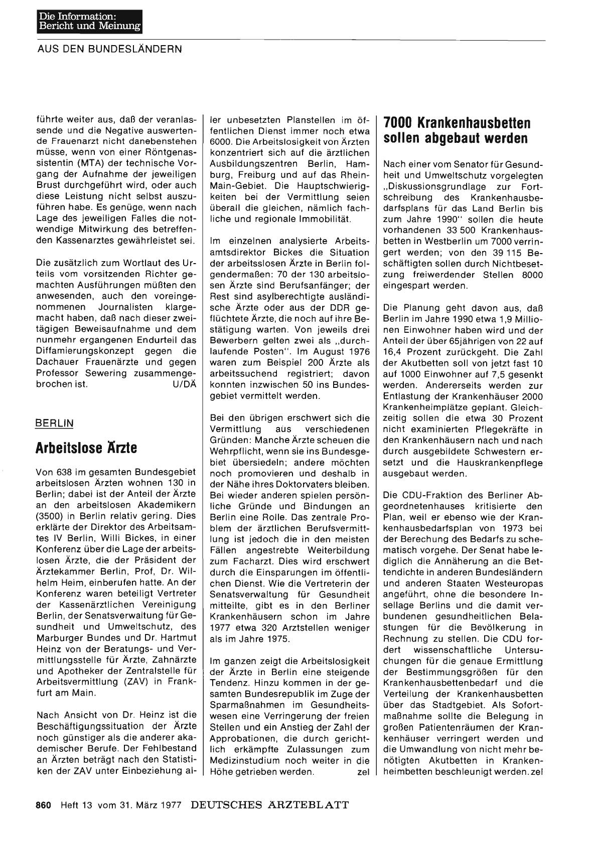 Vorschauseite 1: Berlin: Arbeitslose Ärzte