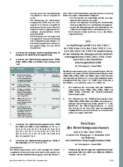 Vorschauseite 5: Beschluss des ergänzten Bewertungsausschusses nach § 87 Abs. 5a SGB V in seiner 107. Sitzung (schriftliche Beschlussfassung)