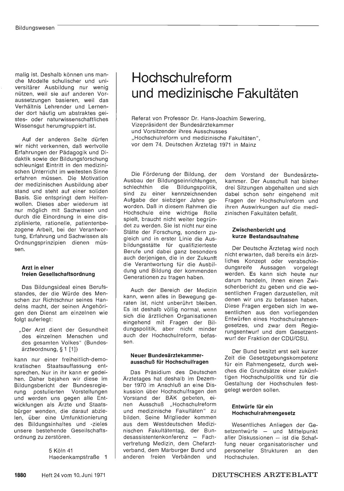 Vorschauseite 1: Hochschulreform und medizinische Fakultäten