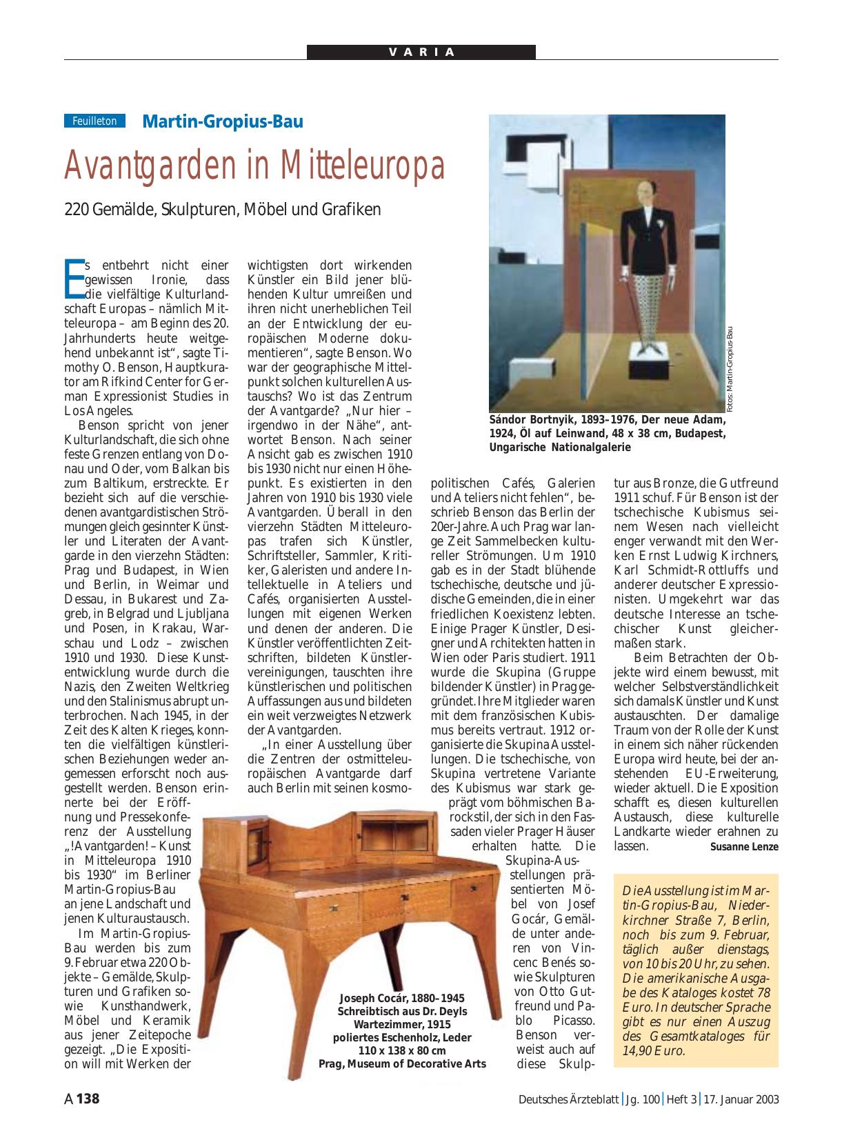 Vorschauseite 1: Martin-Gropius-Bau: Avantgarden in Mitteleuropa