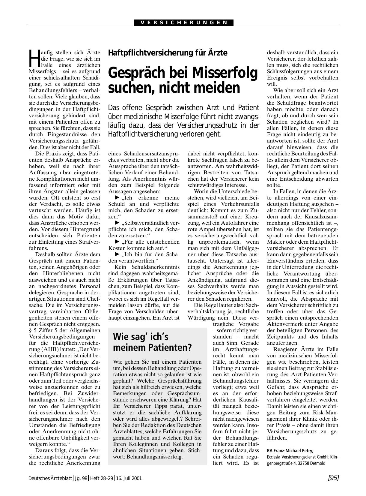 Vorschauseite 1: Wie sag’ ich’s meinem Patienten?