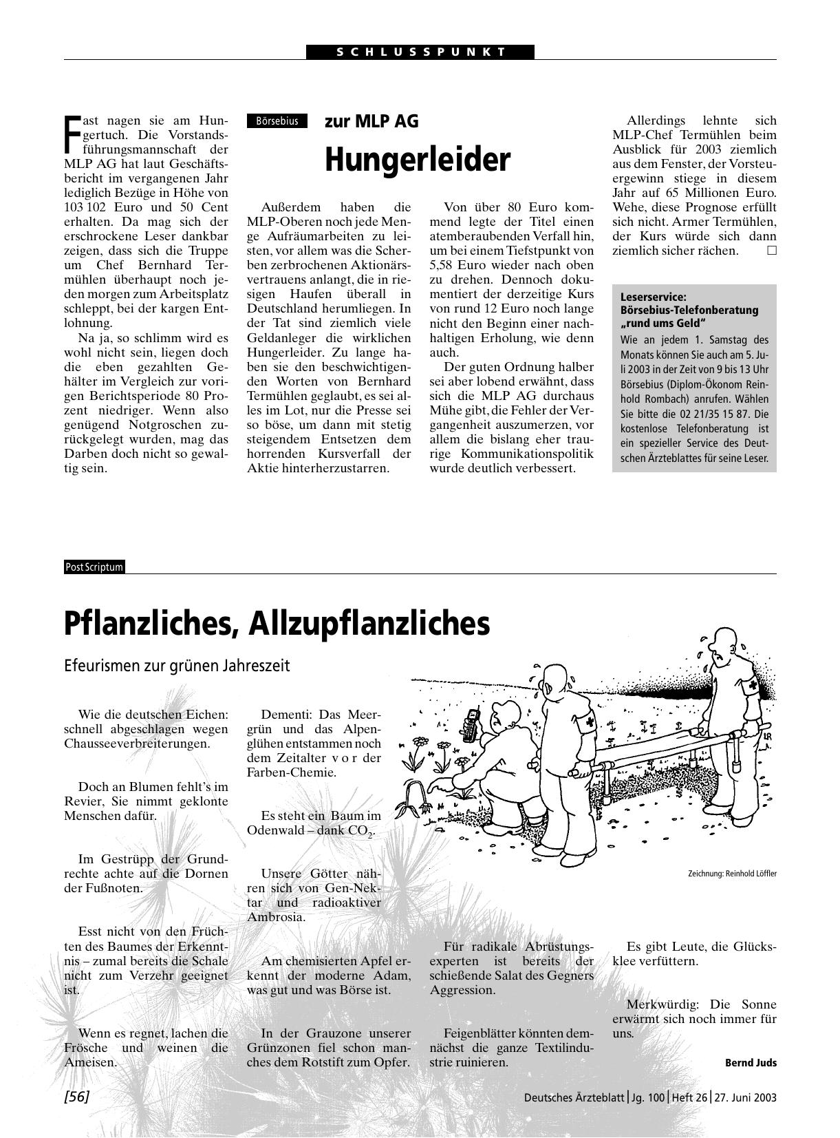 Vorschauseite 1: Börsebius zur MLP AG: Hungerleider