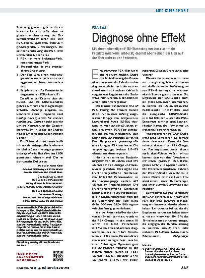 Vorschauseite 1: PSA-Test: Diagnose ohne Effekt