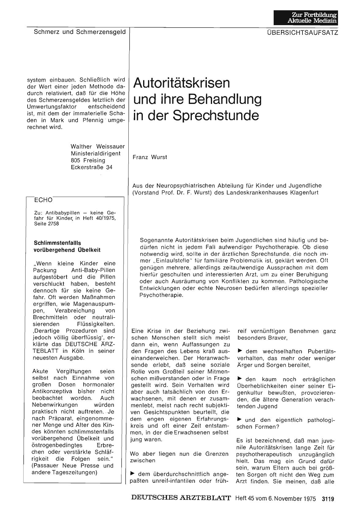 Vorschauseite 1: Autoritätskrisen und ihre Behandlung in der Sprechstunde