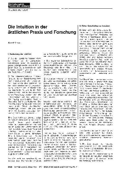 Vorschauseite 1: Die Intuition in der ärztlichen Praxis und Forschung