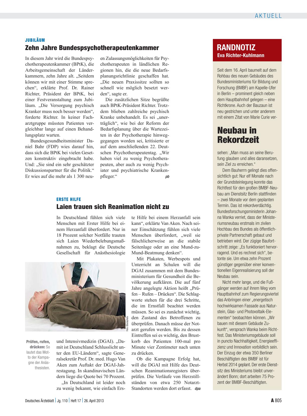 Vorschauseite 1: Jubiläum: Zehn Jahre Bundespsychotherapeutenkammer