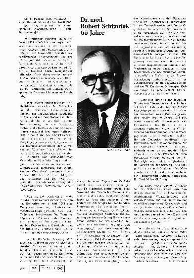 Vorschauseite 1: Dr. med. Robert Schimrigk 65 Jahre