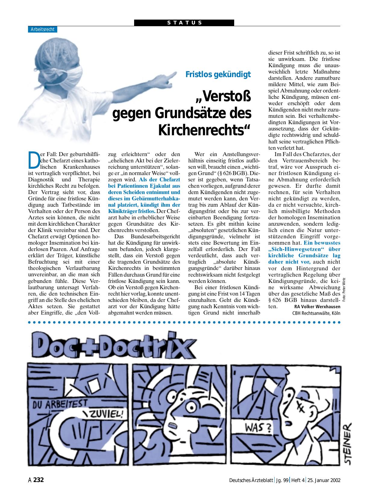 Vorschauseite 1: Fristlos gekündigt: „Verstoß gegen Grundsätze des Kirchenrechts“