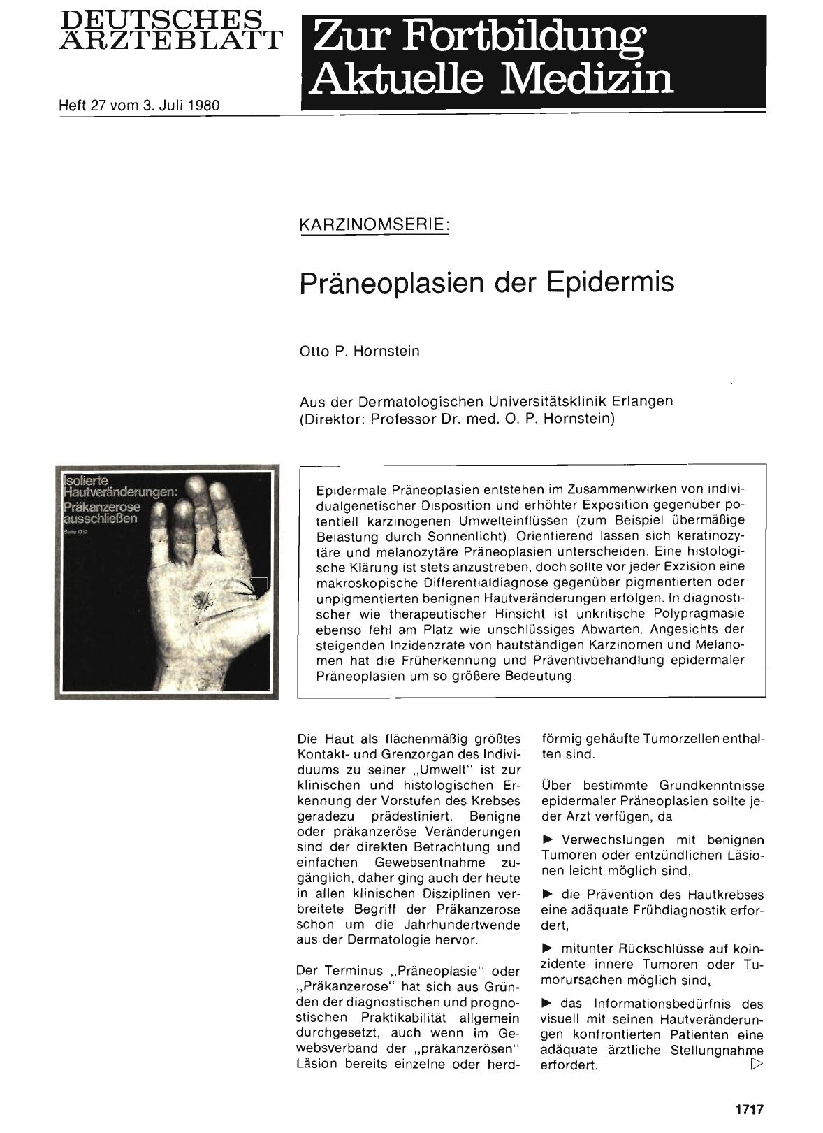Vorschauseite 1: Präneoplasien der Epidermis