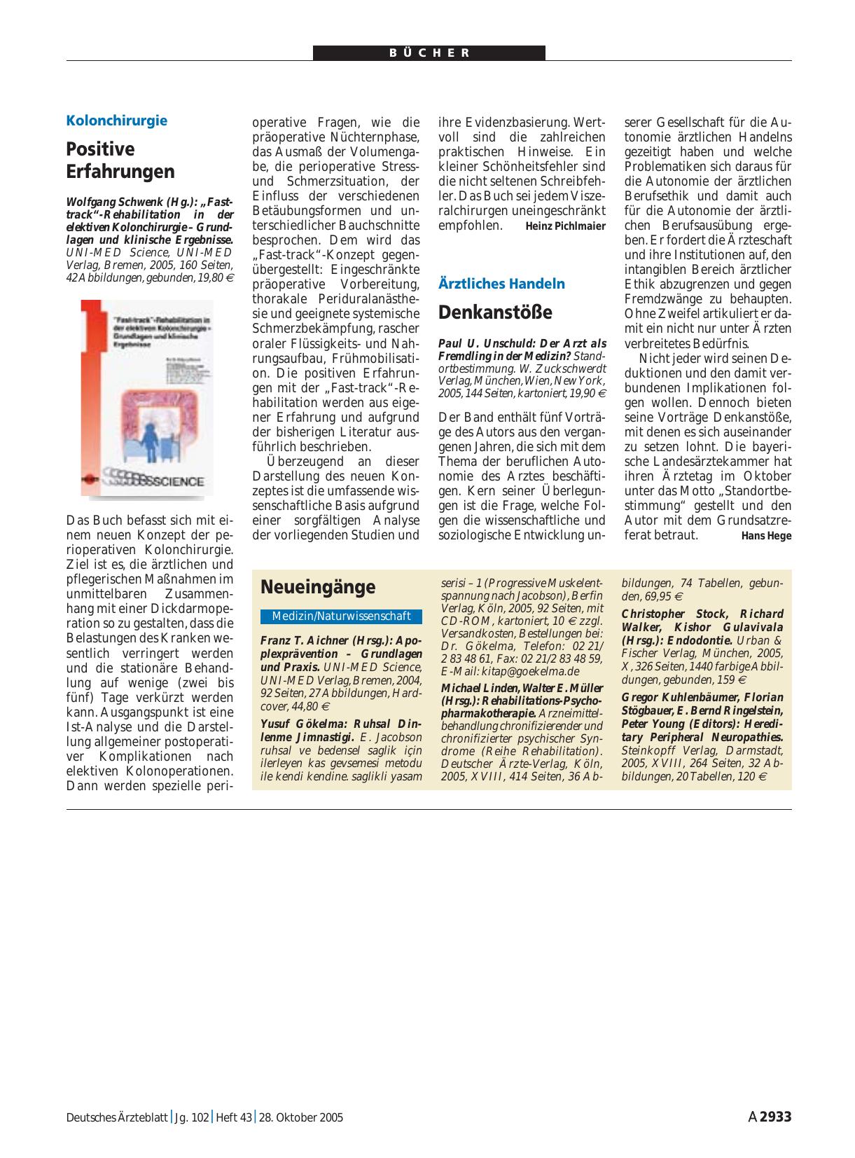 Vorschauseite 1: „Fast-track“-Rehabilitation in der elektiven Kolonchirurgie – Grundlagen und klinische Ergebnisse