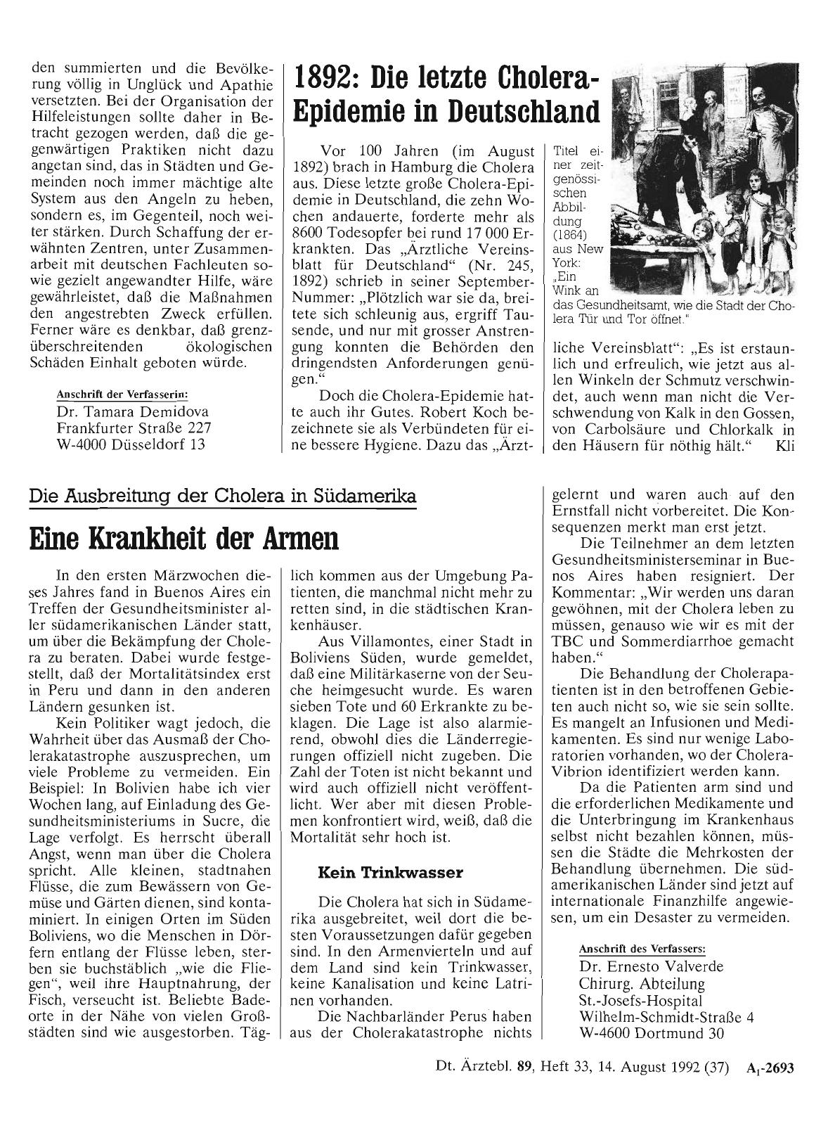 Vorschauseite 1: Die Ausbreitung der Cholera in Südamerika: Eine Krankheit der Armen
