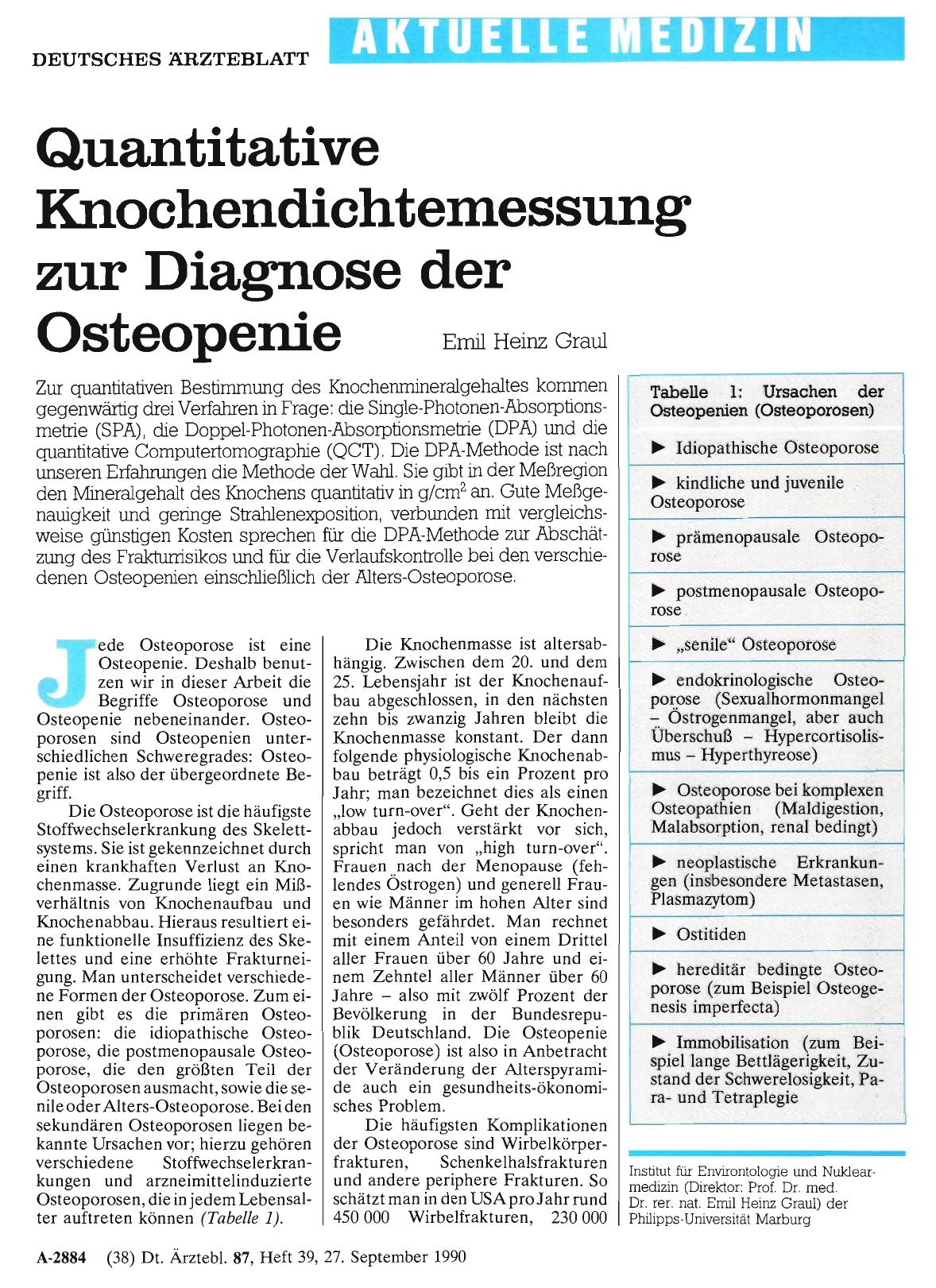Vorschauseite 1: Quantitative Knochendichtemessung zur Diagnose der Osteopenie