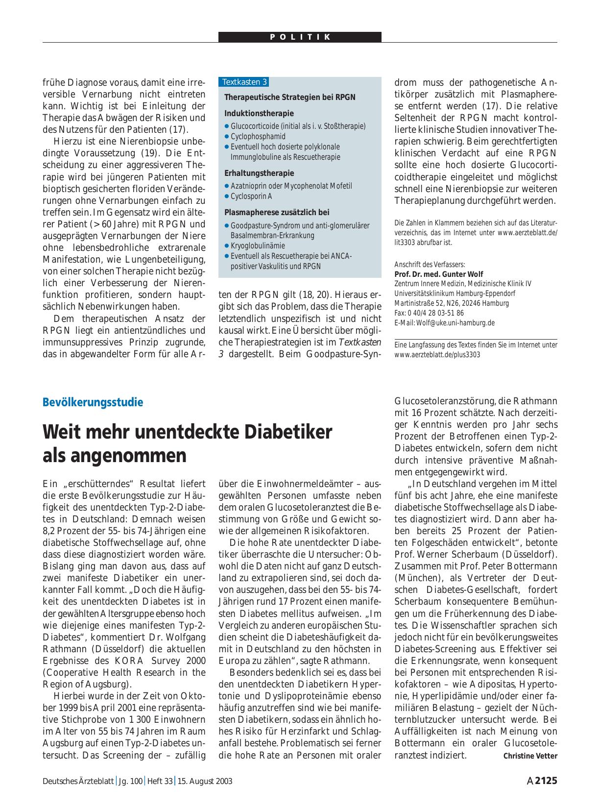 Vorschauseite 1: Bevölkerungsstudie: Weit mehr unentdeckte Diabetiker als angenommen