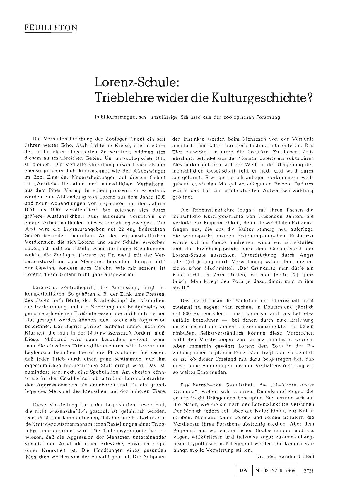 Vorschauseite 1: Lorenz-Schule: Trieblehre wider dieKulturgeschichte?