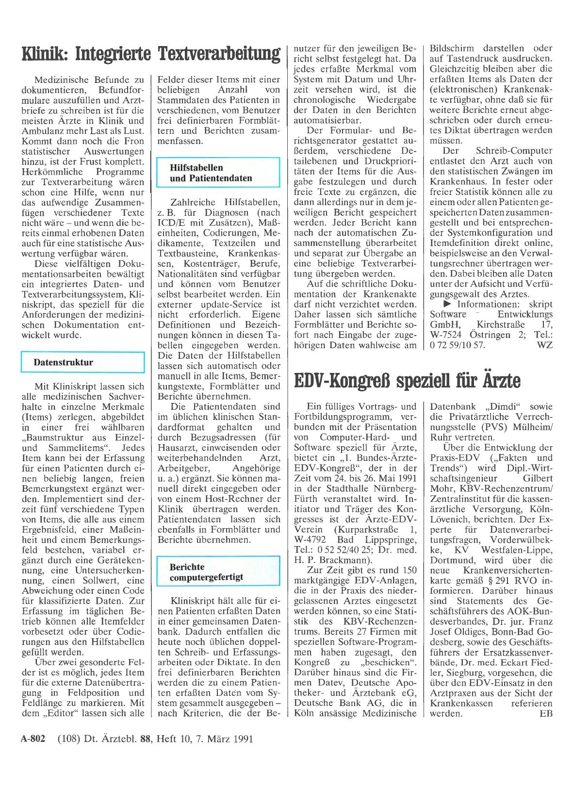 Vorschauseite 1: EDV -Kongreß speziell für Ärzte