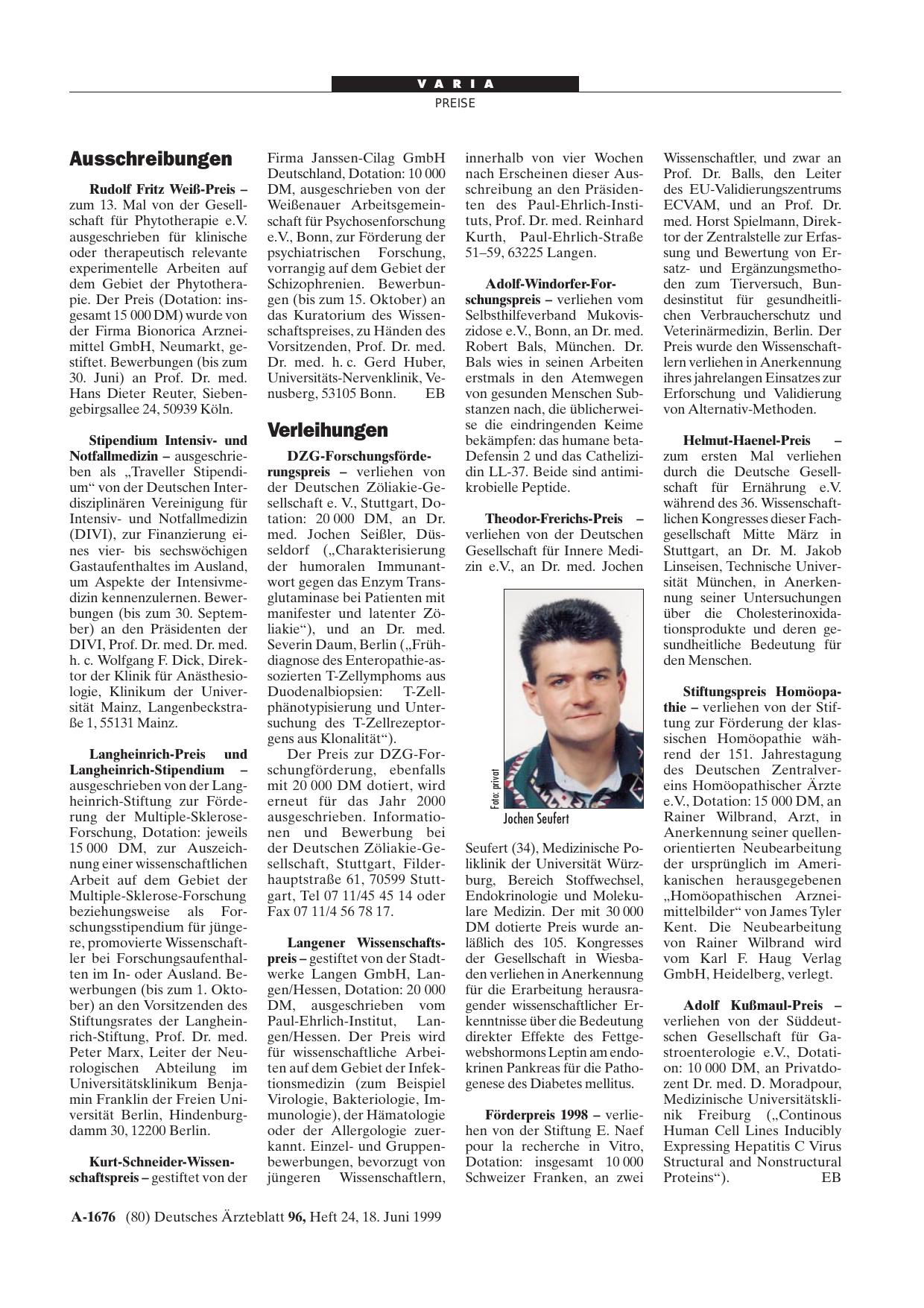 Vorschauseite 1: Verleihungen