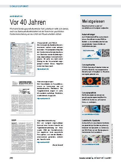 Vorschauseite 1: aerzteblatt.de: Vor 40 Jahren