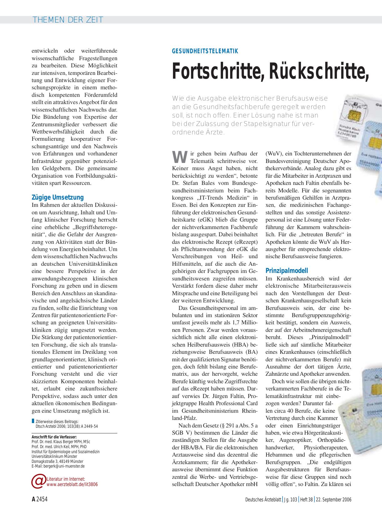 Vorschauseite 1: Gesundheitstelematik: Fortschritte, Rückschritte, Zwischenschritte