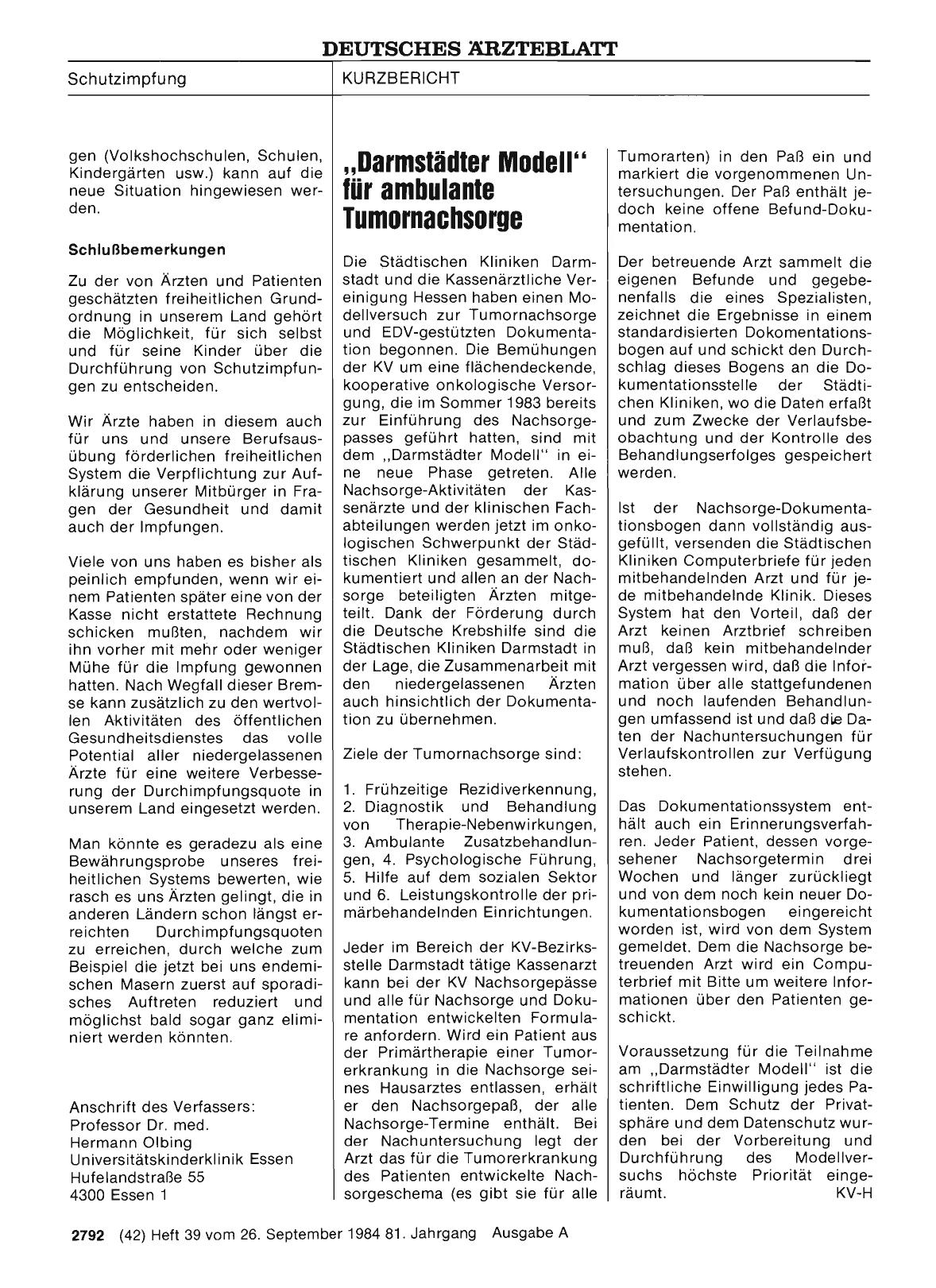 Vorschauseite 1: „Darmstädter Modell“ für ambulante Tumornachsorge