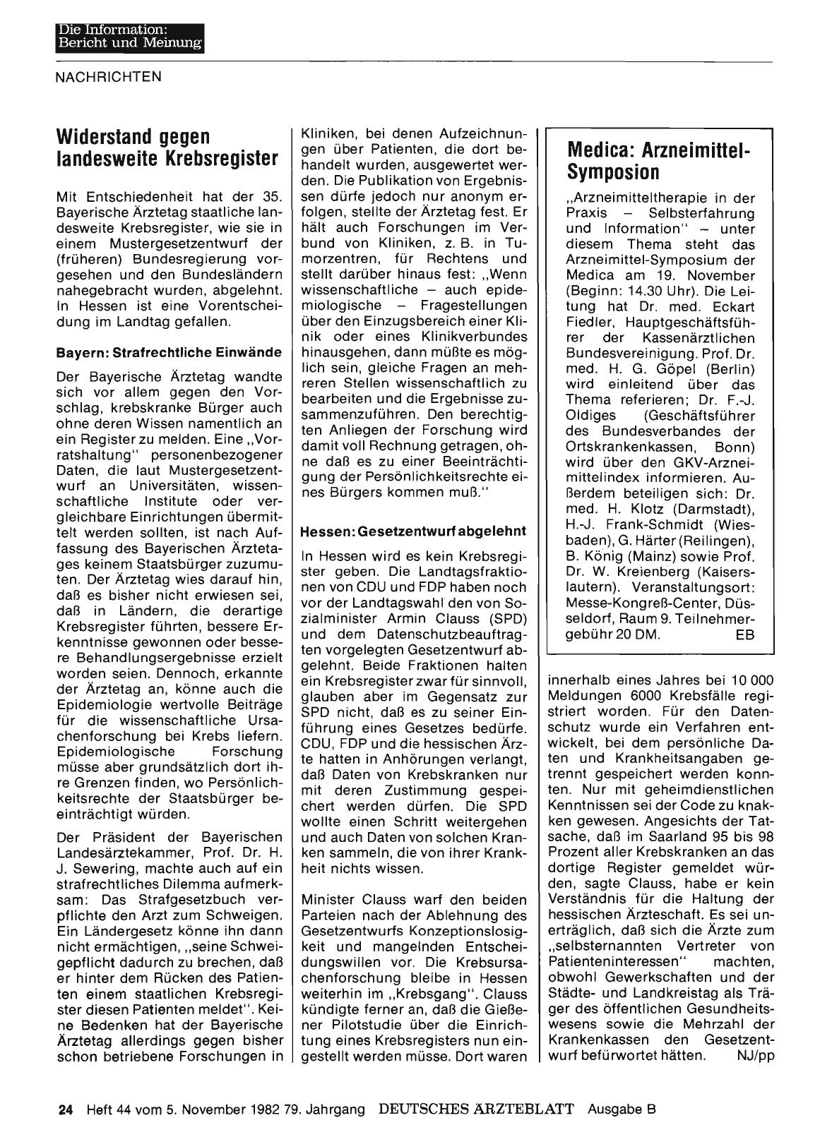 Vorschauseite 1: Widerstand gegen landesweite Krebsregister