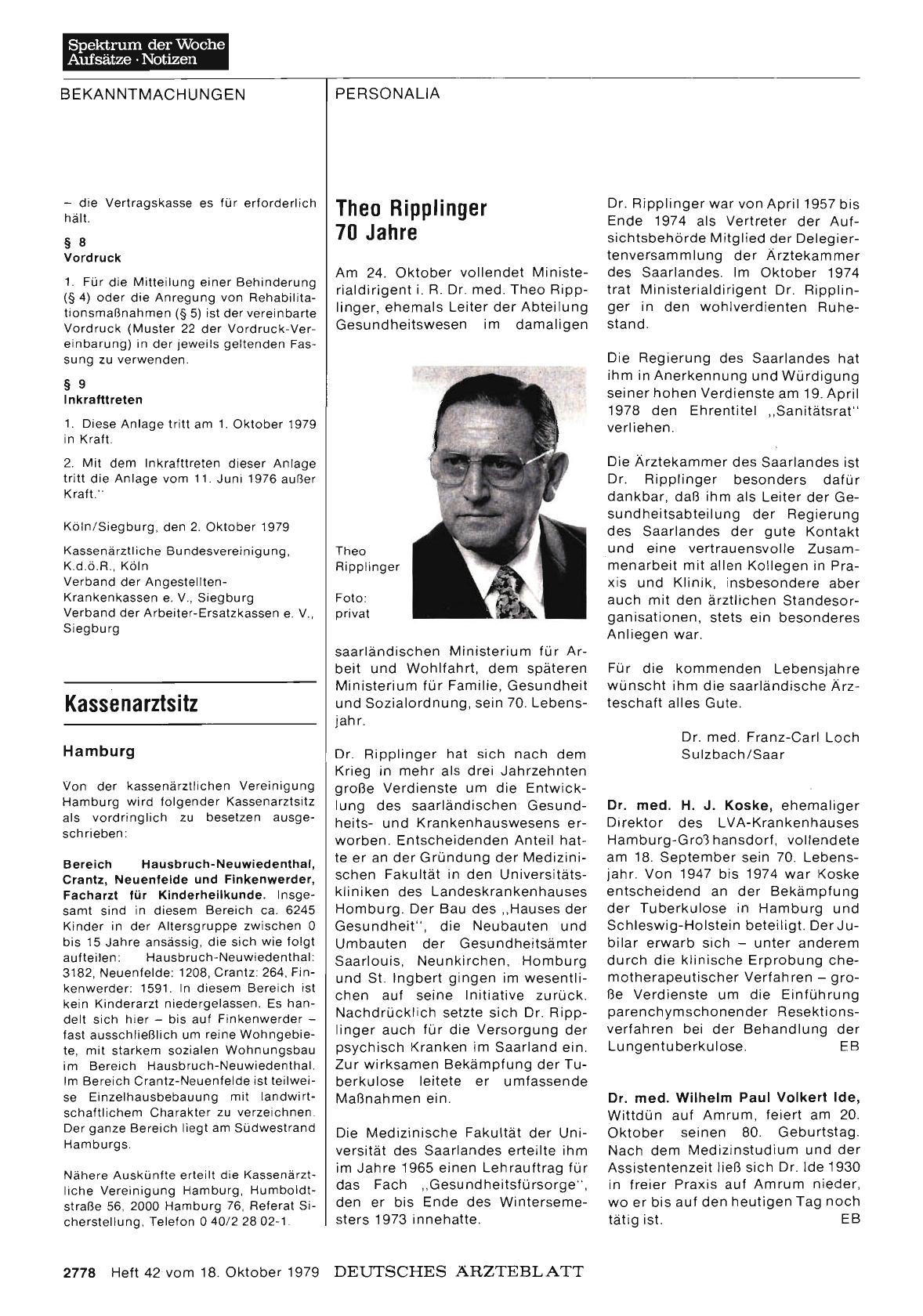Vorschauseite 1: Kassenärztliche Bundesvereinigung: Kassenarztsitz