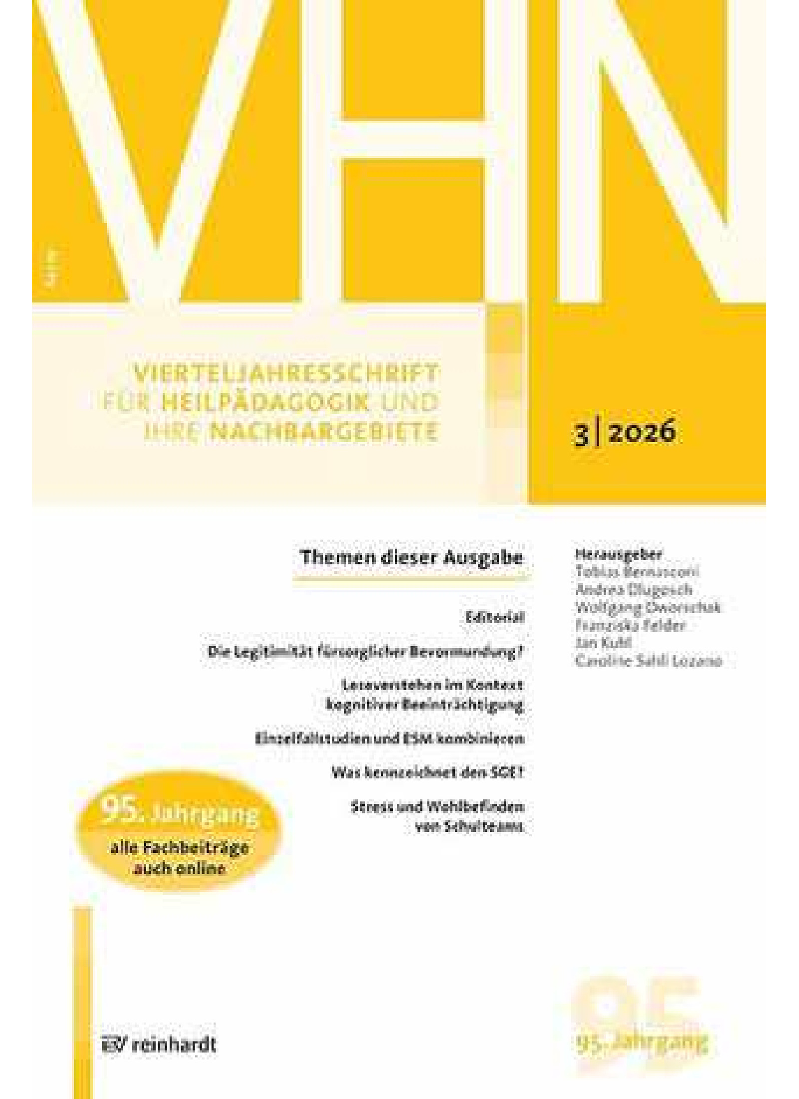 Vierteljahresschrift für Heilpädagogik und ihre Nachbargebiete (VHN)